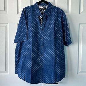 New Beverly Hills Polo Club Men's Blue White Short Sleeve Button Up Shirt Sz 3X